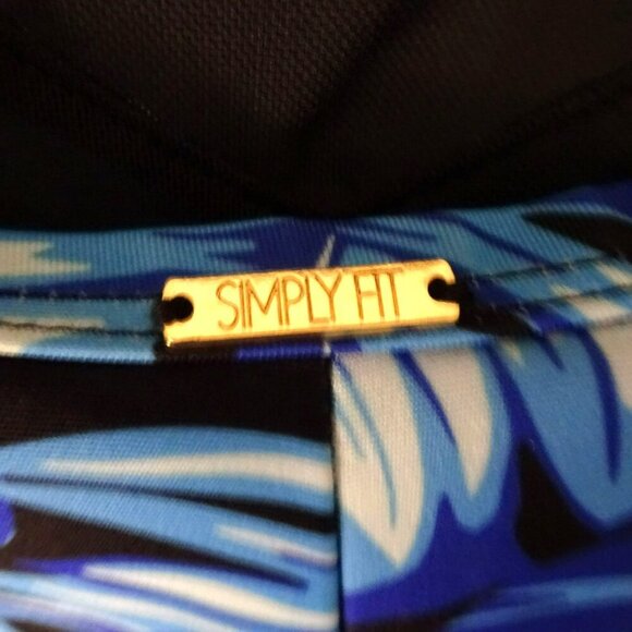 NWT Simply Fit Tropical Print Blue One Piece XL Polyester Spandex Swimsuit $90 - Picture 4 of 9